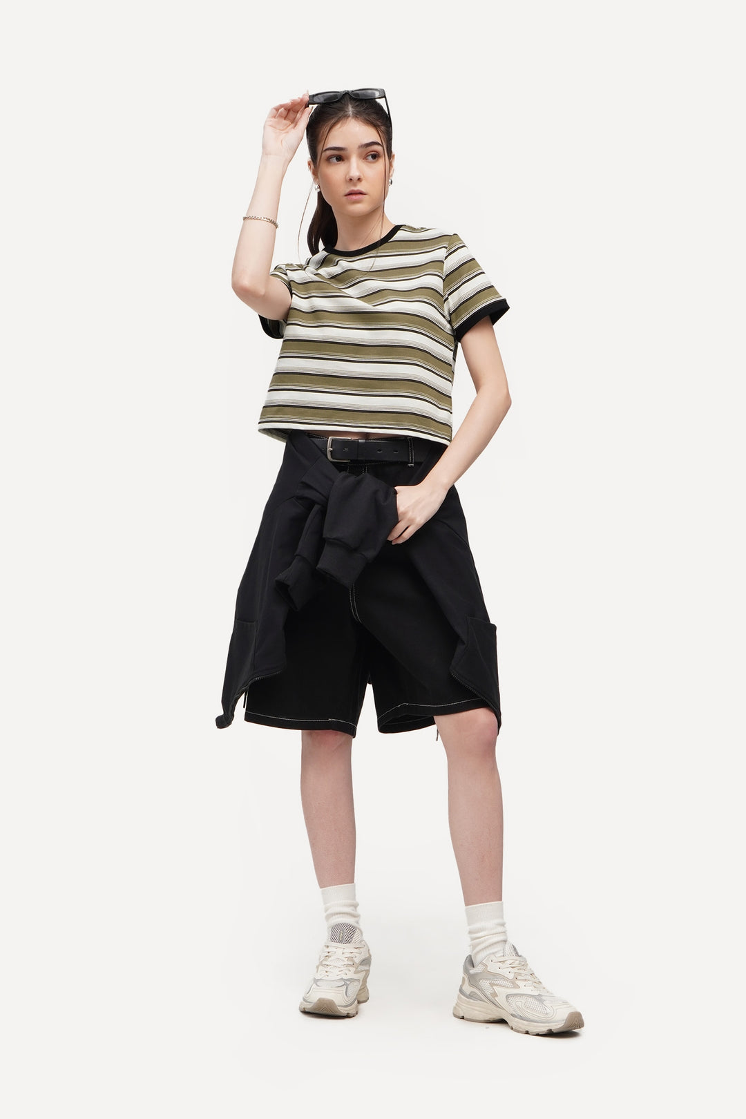 Striped Boxy Cropped T-Shirt